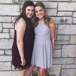 Grey chiffon skater dress